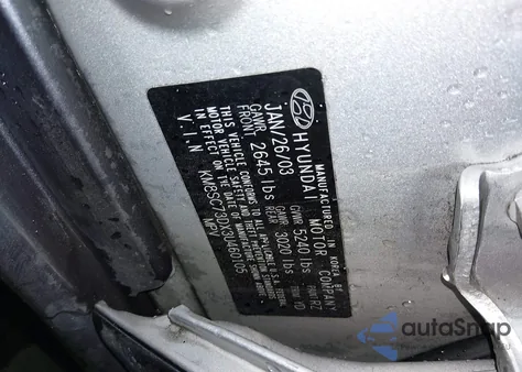 2003 Hyundai Santa Fe Gls/Lx из США, поврежденный, VIN KM8SC73DX3U460105